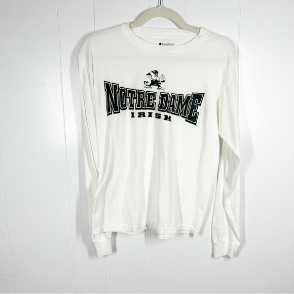 Champion Notre Dame Irish White Long Sleeve Tee Small - Picture 1 of 5
